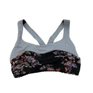 FP Movement Free People Sports Bra Top Workout Floral w/Gray Trim S/M